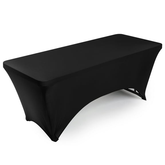 Lann's Linens 6' Fitted Spandex Tablecloth for 72" x 30" Rectangular Tables, Black
