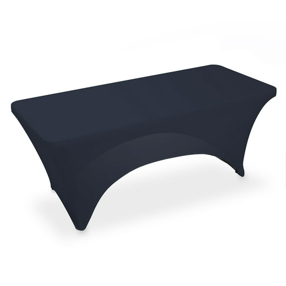 Lann's Linens 6' Fitted Spandex Tablecloth for 72" x 30" Rectangular Tables, Navy Blue