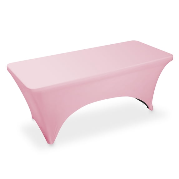 Lann's Linens 6' Fitted Spandex Tablecloth for 72" x 30" Rectangular Tables, Pink