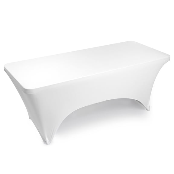 Lann's Linens 6' Fitted Spandex Tablecloth for 72" x 30" Rectangular Tables, White