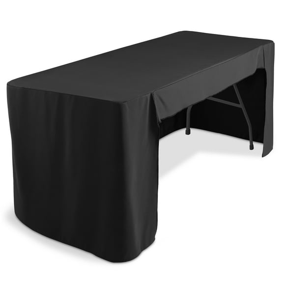 Lann's Linens 6' Trade Show Table Cover, Black - Open Back Fitted Tablecloth