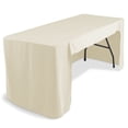thumbnail image 1 of Lann's Linens 6' Trade Show Table Cover, Ivory - Open Back Fitted Tablecloth, 1 of 6