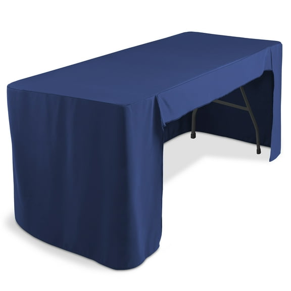 Lann's Linens 6' Trade Show Table Cover, Navy Blue - Open Back Fitted Tablecloth