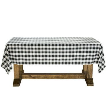 Lann's Linens - 60" x 102" Premium Checkered Tablecloth - Rectangular Polyester Fabric Picnic Table Cover - Black & White Gingham Cloth