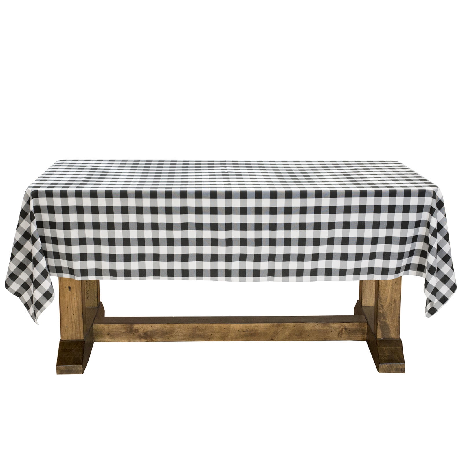 Black and White Gingham Rectangular Polyester Tablecloth