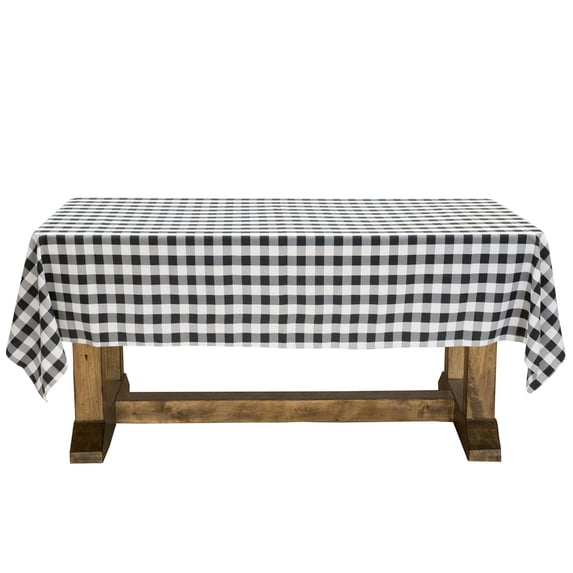 Lann's Linens - 60" x 126" Premium Checkered Tablecloth - Rectangular Polyester Fabric Picnic Table Cover - Black & White Gingham Cloth