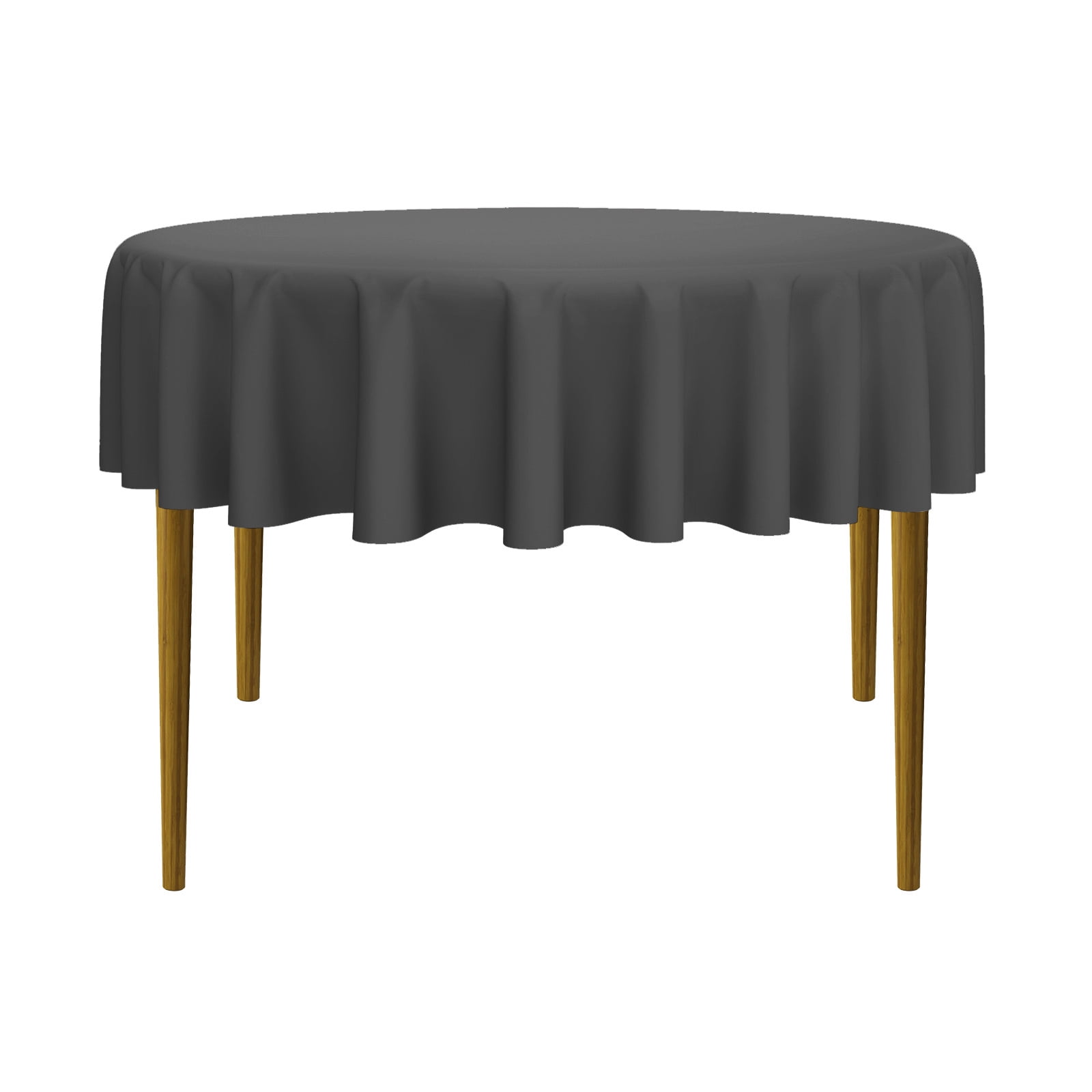 Dark Gray Round Polyester Fabric Tablecloth, 70 Inch