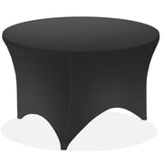 Lanns Linens 72-inch Round Spandex Tablecloth in Black, 6ft Stretch Fitted Table Cover