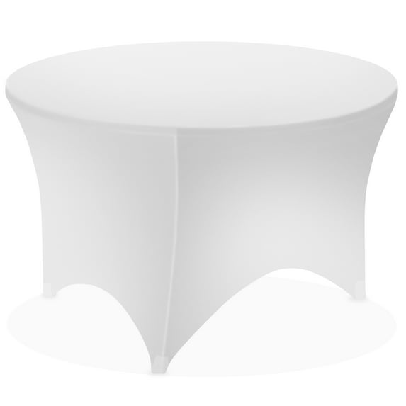 Lann's Linens 72-inch Round Spandex Tablecloth in White, 6ft Stretch Fitted Table Cover