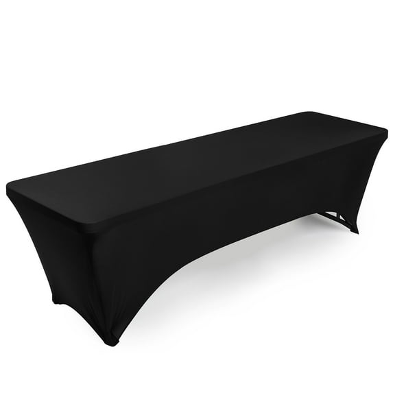 Lann's Linens 8' Fitted Spandex Tablecloth for 96" x 30" Rectangular Tables, Black