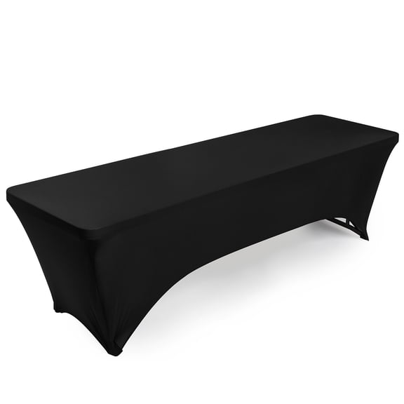 Lann's Linens 8' Fitted Spandex Tablecloth for 96" x 30" Rectangular Tables, Black