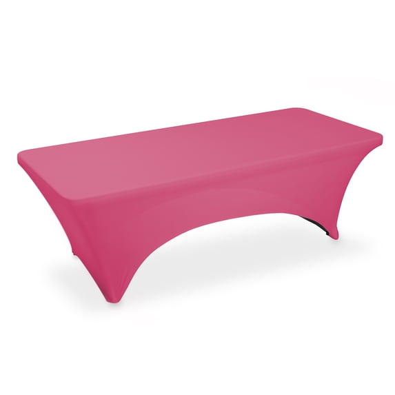 Lann's Linens 8' Fitted Spandex Tablecloth for 96" x 30" Rectangular Tables, Fuchsia