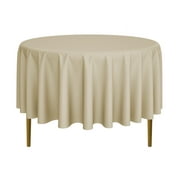 Lann's Linens - 90" Round Premium Tablecloth for Wedding / Banquet / Restaurant - Polyester Fabric Table Cloth - Beige