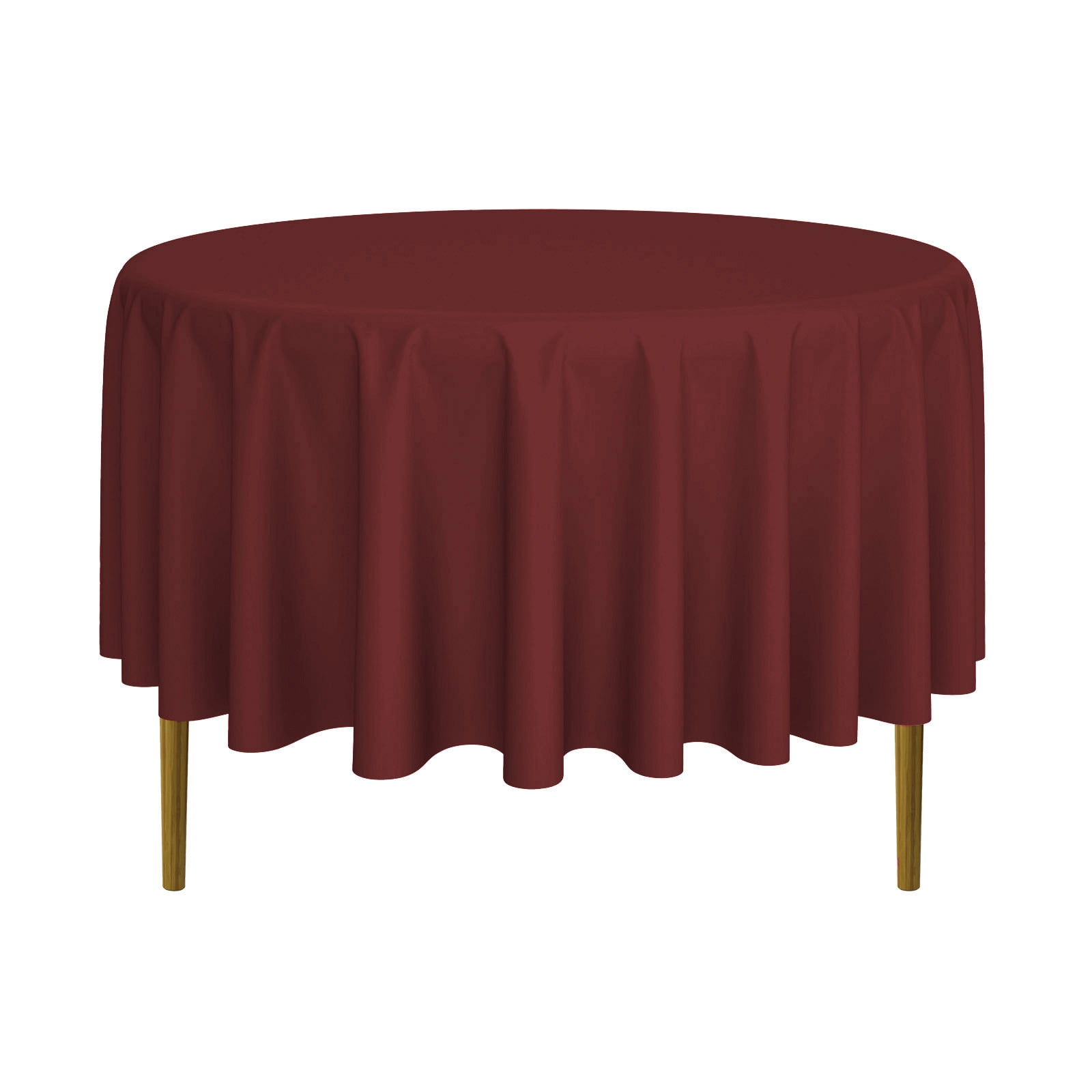 Burgundy Round Polyester Fabric Tablecloth, 90 Inch Diameter