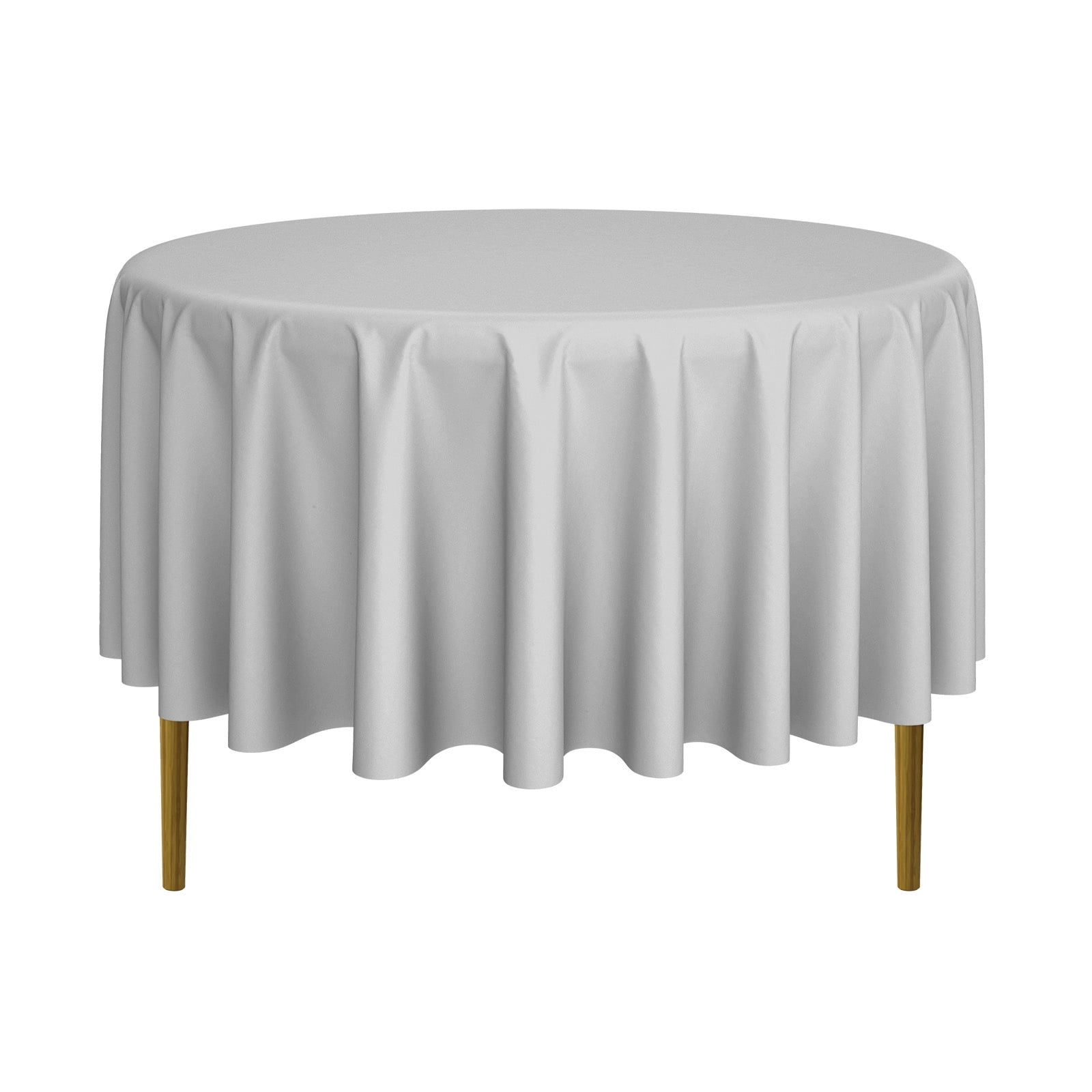 Silver Round Stain-Resistant Polyester Dining Tablecloth