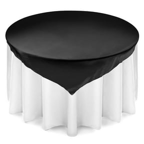 Lann's Linens Satin Wedding Table Overlay - Tablecloth Topper (72" Square - Black)