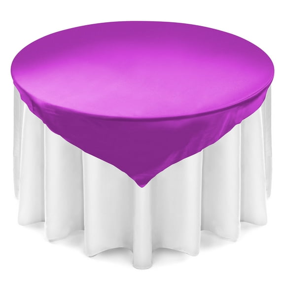 Lann's Linens Satin Wedding Table Overlay - Tablecloth Topper (72" Square - Purple)