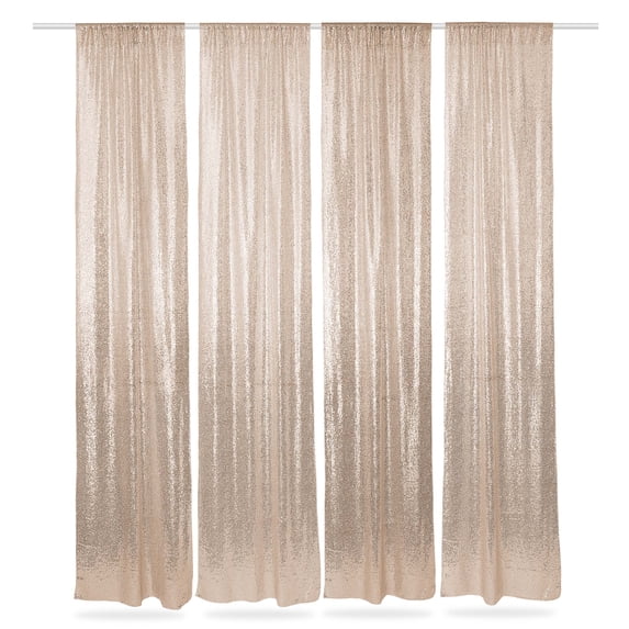 Lann's Linens (Set of 4) Sequin Backdrop Curtains, 2ft x 8ft Gold Glitter Backgrounds