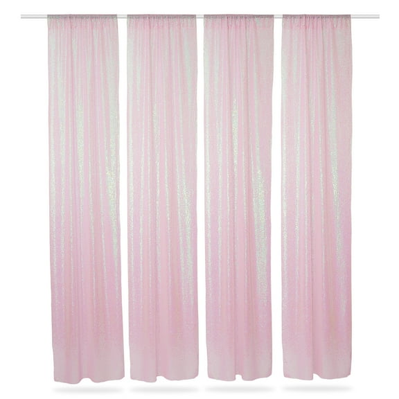 Lann's Linens (Set of 4) Sequin Backdrop Curtains, 2ft x 8ft Pink Glitter Backgrounds