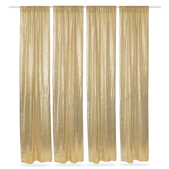 Lann's Linens (Set of 4) Sequin Backdrop Curtains, 2ft x 8ft Rose Gold Glitter Backgrounds