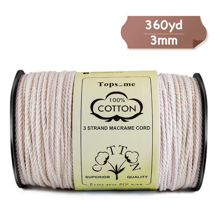 Lanney Macrame Cord 3mm x 360 Yards, Cotton Rope for Craft Wall Hangings  Durable 