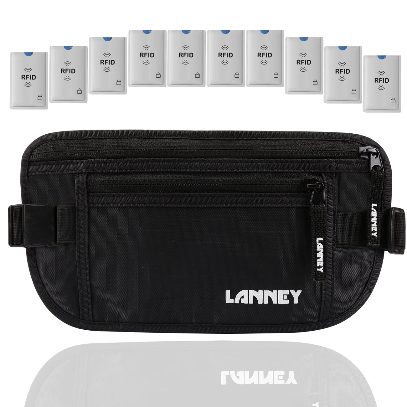Lanney Travel Money Belt RFID Blocking for Men Women Waist Wallet with