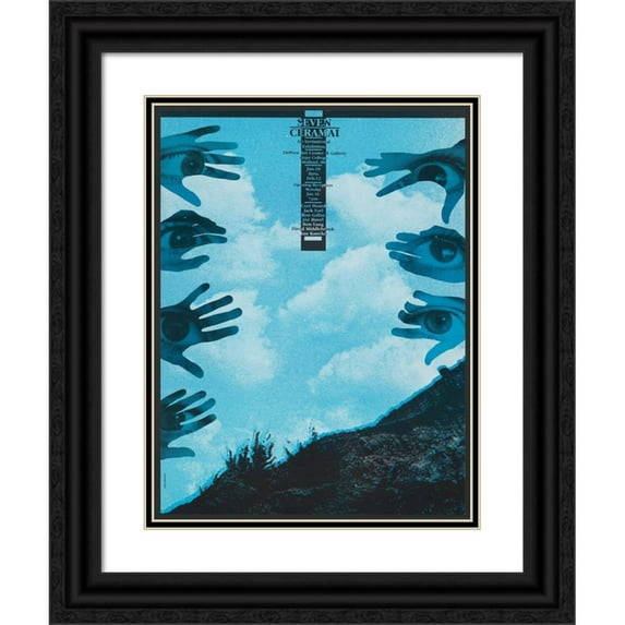 Lanny Sommese 12x14 Black Ornate Wood Framed Double Matted Museum Art Print Titled: Seven Ceramai - an Invitational Exhibition (1980)