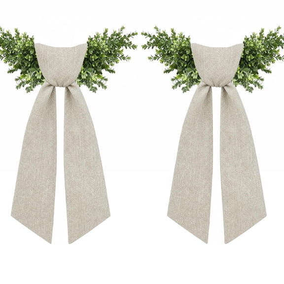 Lanola 2-Pack White Wreath Sash , Embroidery Blank Textured Twill Finish Ribbon for Front Door Wreath, Bouquet and Wedding Decor