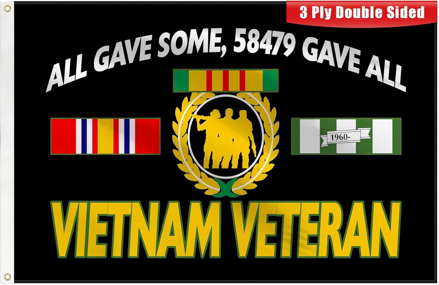 Lanola 3ply Vietnam Veteran Flag All Gave Some Gave All Flags 3x5 Ft Double Layers Heavy Duty Durable Large Flag Banner Outdoor Indoor Decorations with 2 Brass Grommets