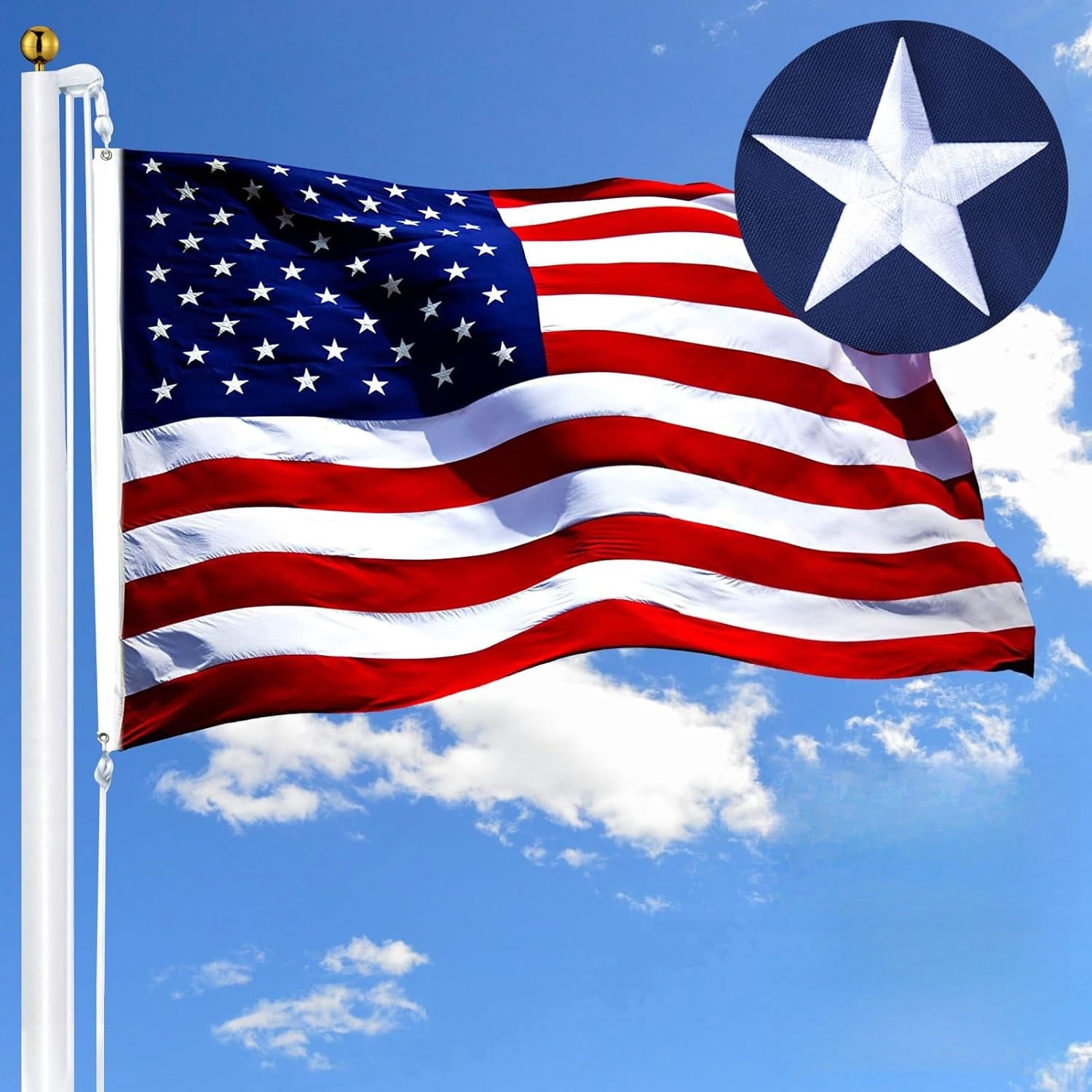Lanola 3x5 Outdoor Heavy Duty, American Flags for outside 3x5 , Heavy Duty Nylon USA Flags with Durable Brass Grommets, Sewn Stripes Standard, 300D Nylon USA Flag for Indoor Outside Decoration