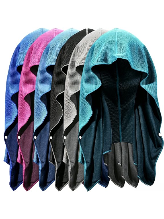 4-Pack Cooling Hoodie Towels, UPF 50+ UV Sun Protection Cooling Towel for Neck and Face, Instant Cooling Hooded Head Wrap for Sports, Workout, and Camping