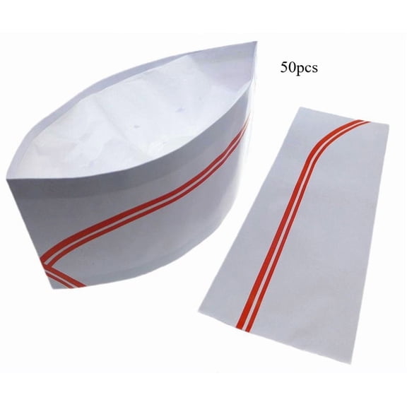 Lanola 50 Pack Paper Chef Hats, Retro 1950s Diner Paper Caps & Soda Jerk Food Server Caps for Theme Parties, Cooking Classes, Restaurants & Halloween Costumes
