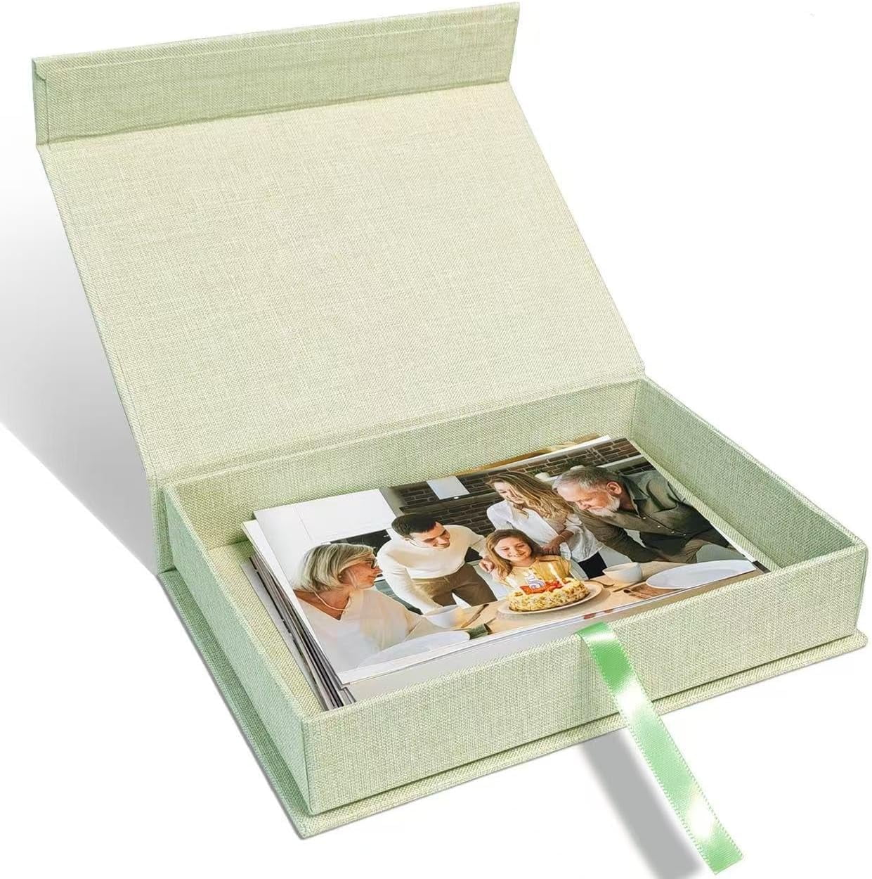 Lanola 8x10 Archival Photo Storage Box with Lid – Stackable Memory Keepsake Organizer for Photos, Certificates, Jewelry & Scrapbooking Supplies Grass Green