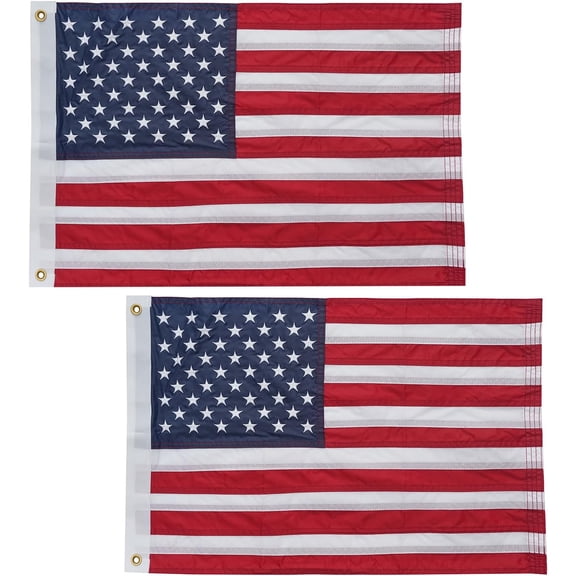 Lanola American Flag 12x18 Inches Embroidered Small American Boat Flag Double Sided USA US United Flags for Outside with 2 Brass Grommets and 4 Stitching Rows Boat Cabin Decoration