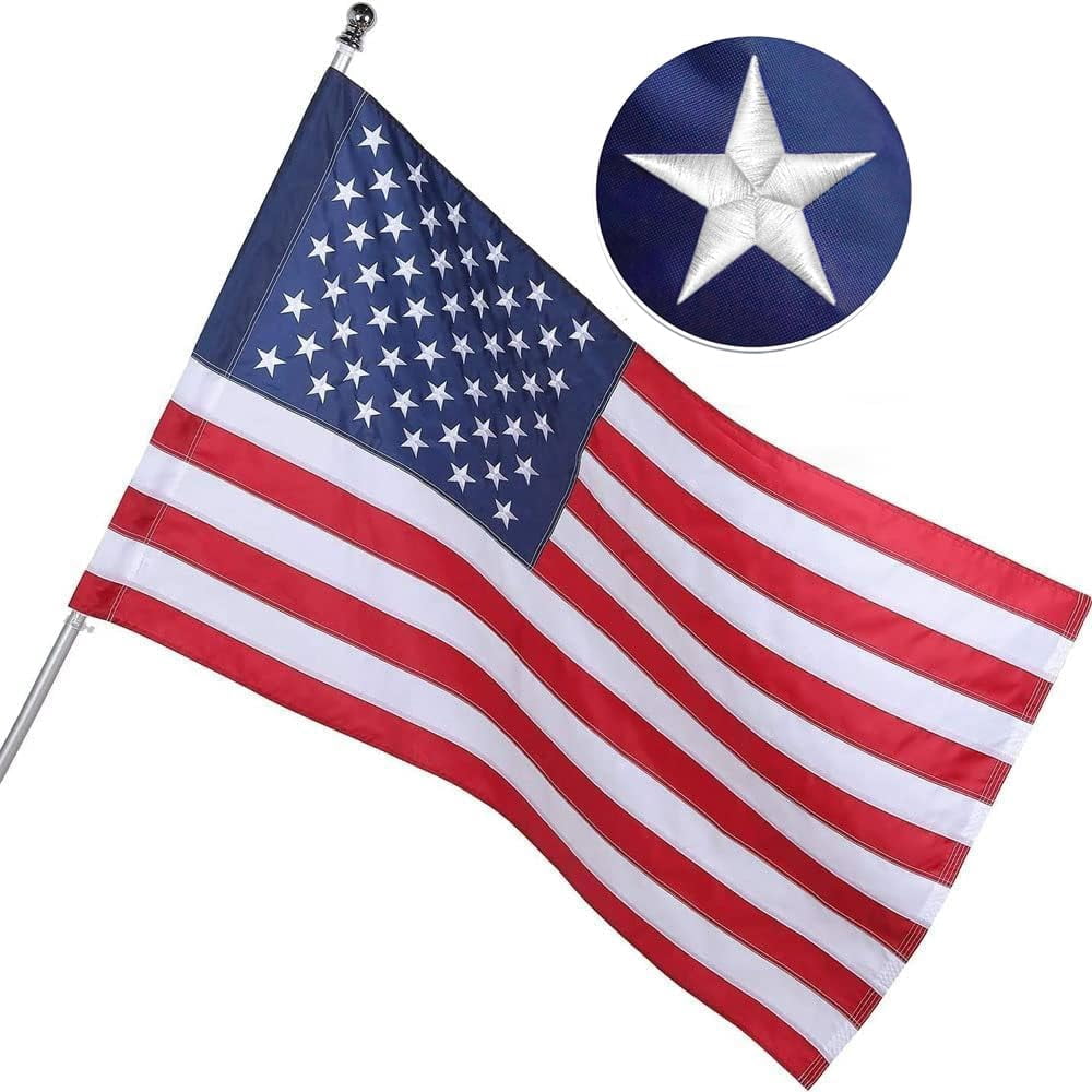 Lanola American Flag For Outside 3x5 Ft Pole Sleeve Banner Style-Embroidered Stars,Sewn Stripes,Water Resistant,Heavy Duty Durable New Nylon USA US Outdoor Indoor Flags (Pole NOT Included)