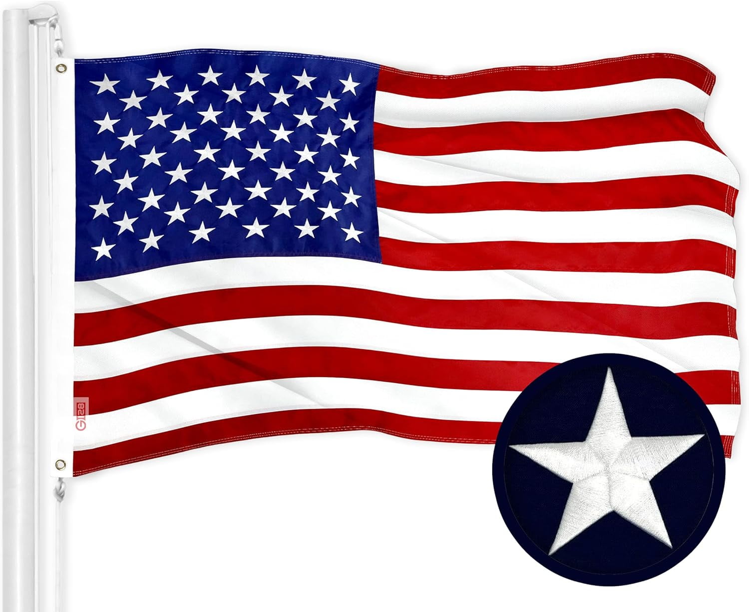 Lanola American USA Flag | 3x5 Ft | ToughWeave Series Embroidered 210D Polyester | Country Flag, Embroidered Stars, Sewn Stripes, Indoor/Outdoor, Vibrant Colors, Brass Grommets