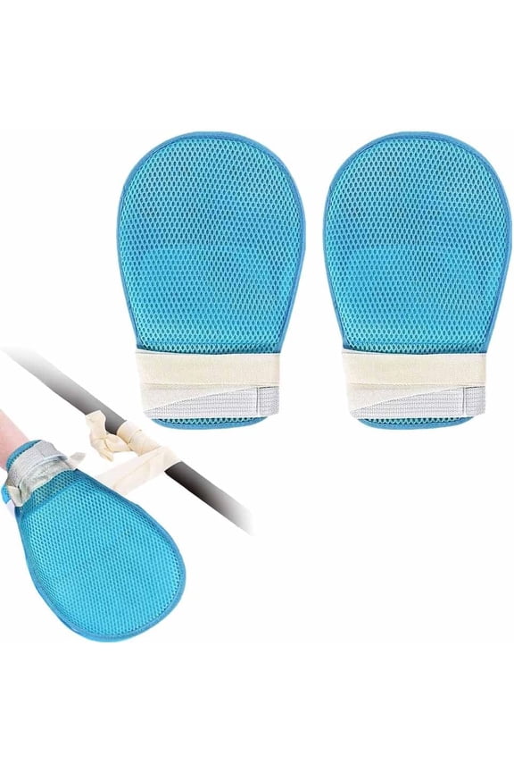 Anti Scratch Mitts For Elderly Patients 2 Pack, Breathable Dementia Restraint Gloves, Care Restraint Mittens