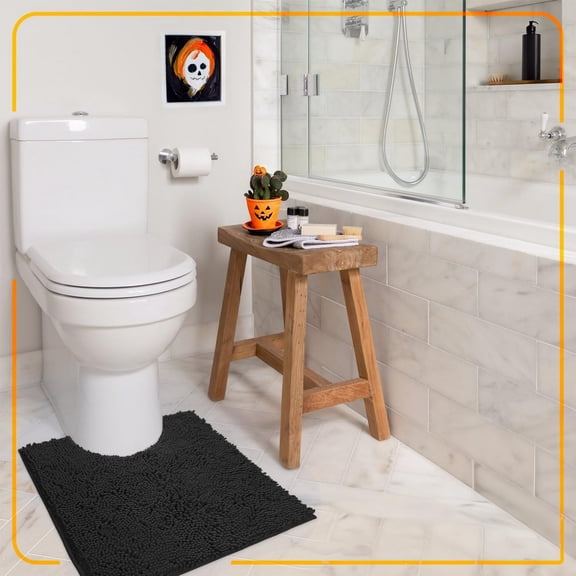 Lanola Bath Mat, Extra-Soft Plush Non-Slip Bathroom Rug, Luxury Chenille Microfiber Material, Super Absorbent Shaggy Bath Rug. Machine Wash & Dry (17 x 24 inches, White)