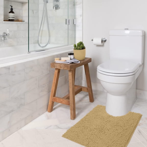 Lanola Bath Mat, Extra-Soft Plush Non-Slip Bathroom Rug, Luxury Chenille Microfiber Material, Super Absorbent Shaggy Bath Rug. Machine Wash & Dry (17 x 24 inches, White)