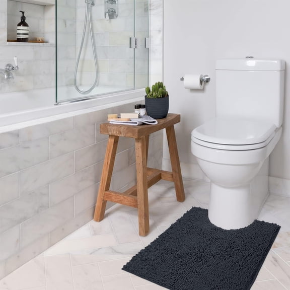 Lanola Bath Mat, Extra-Soft Plush Non-Slip Bathroom Rug, Luxury Chenille Microfiber Material, Super Absorbent Shaggy Bath Rug. Machine Wash & Dry (17 x 24 inches, White)