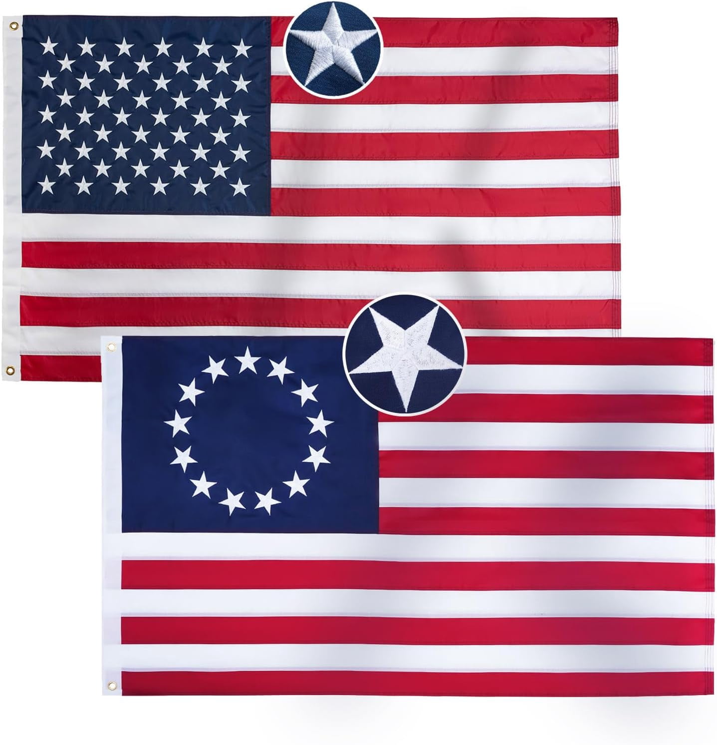 Lanola Betsy Ross Flag 3x5 Feet Embroidered 13 Star American Flags for 250th Anniversary Heavy Duty Outdoor Colonies Banner for Outside