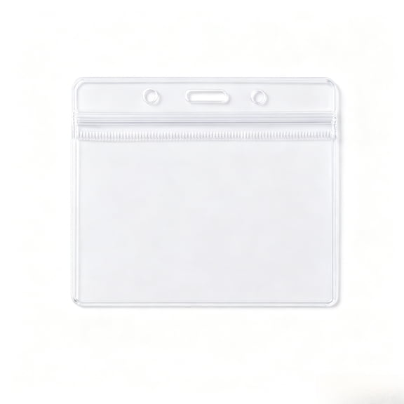 Lanola Clear Plastic Name Badge Holders, 3" x 4" Horizontal ID Card and Name Tag Protectors for Office, Conventions, and Events