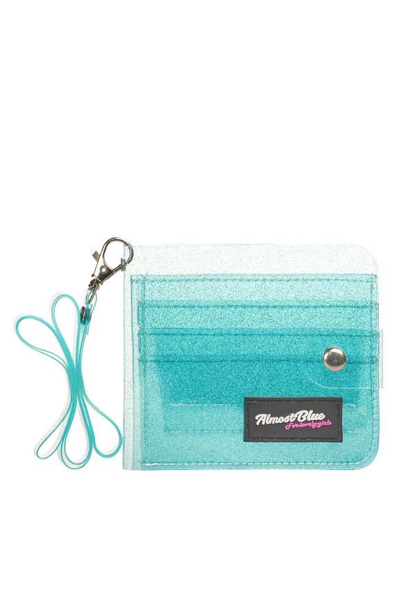 Clear Wallet for Women, Bifold Wallet Purse with Lanyard Cute Jelly Coin Pouch ID Case (Silver)