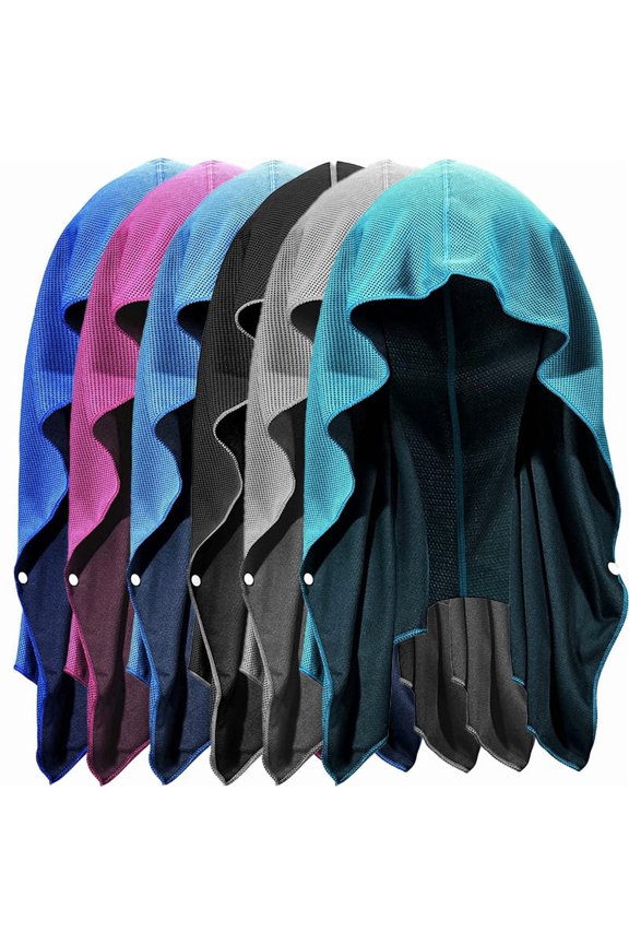 Cooling Hoodie Towel, Instant Ice Cooling Towels for Neck and Face, UPF 50+ Sun Protection Hooded Neck Cooling Wrap, Quick Dry Absorbent Gym Towel for Workout, Running, Camping, and Cycling