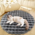 thumbnail image 1 of Lanola Deluxe Plush Dog Crate Beds, Washable Soft Shaggy Round Cat Sleeping Mat Pad, Kitten Supplies for Indoor Pets, Anti-Slip Area Rugs for Living Room Bedroom(Gray,15in), 1 of 7