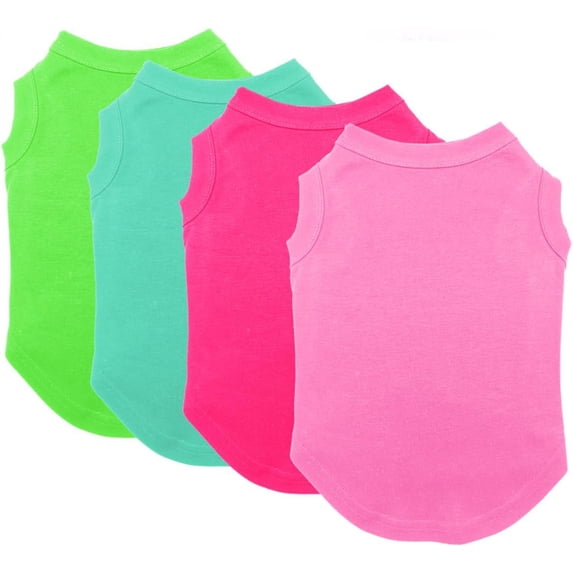 Lanola Dog T-Shirt Clothes, 4pcs Blank Dog Shirt Cotton Clothes Sleeveless Fit for Small to Extra Large Size, Pet Tank Top for All Breeds, Soft and Breathablel