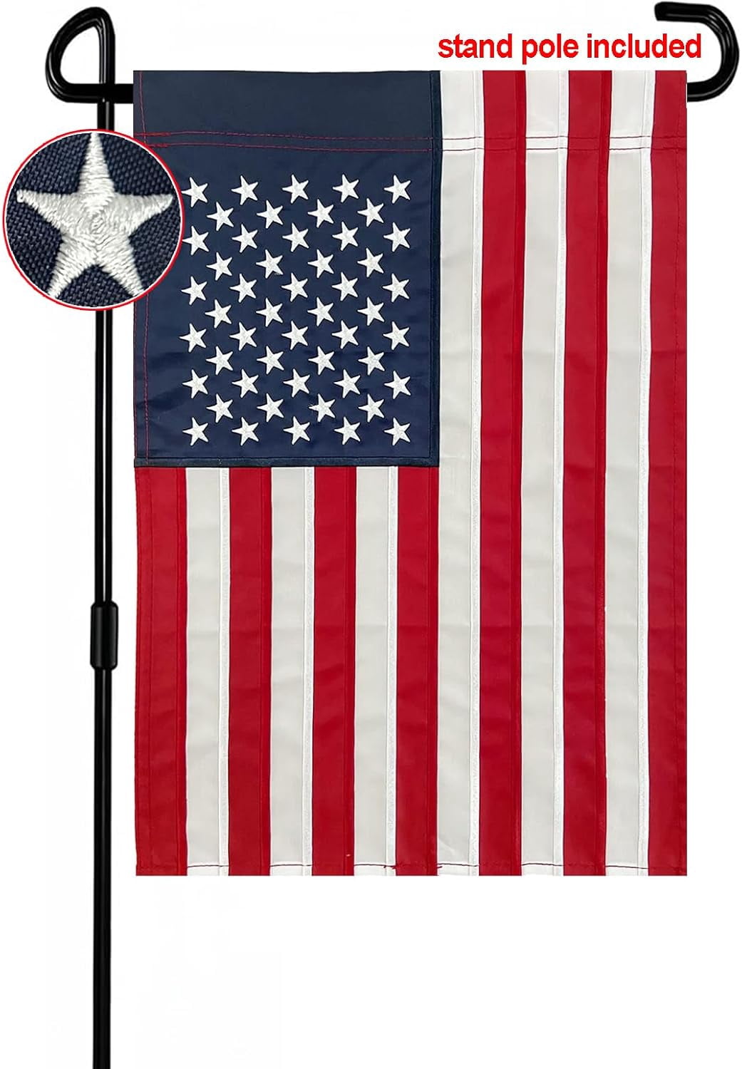 Lanola Embroidered American Garden Flag 12x18 Double Sided, Small American USA Garden Flag for Outside America Yard Lawn Heavy Duty