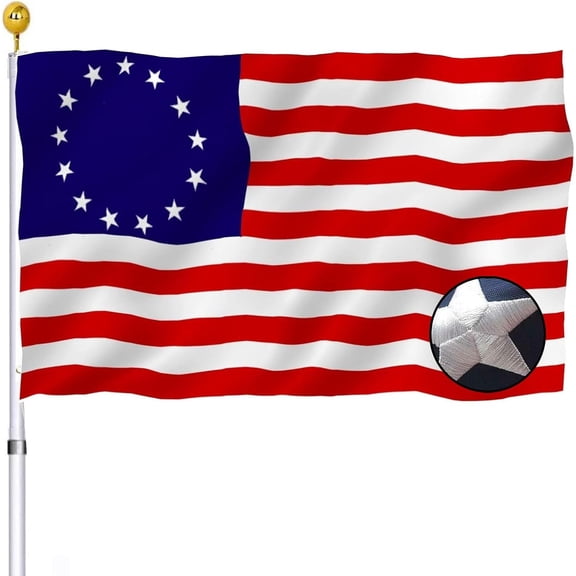 Lanola Embroidered Betsy Ross American US Flag 3x5 Outdoor- 13 Stars Colonies Primitive USA Stitched Flags Embroidered Stars Sewn Stripes Heavy Duty Banner