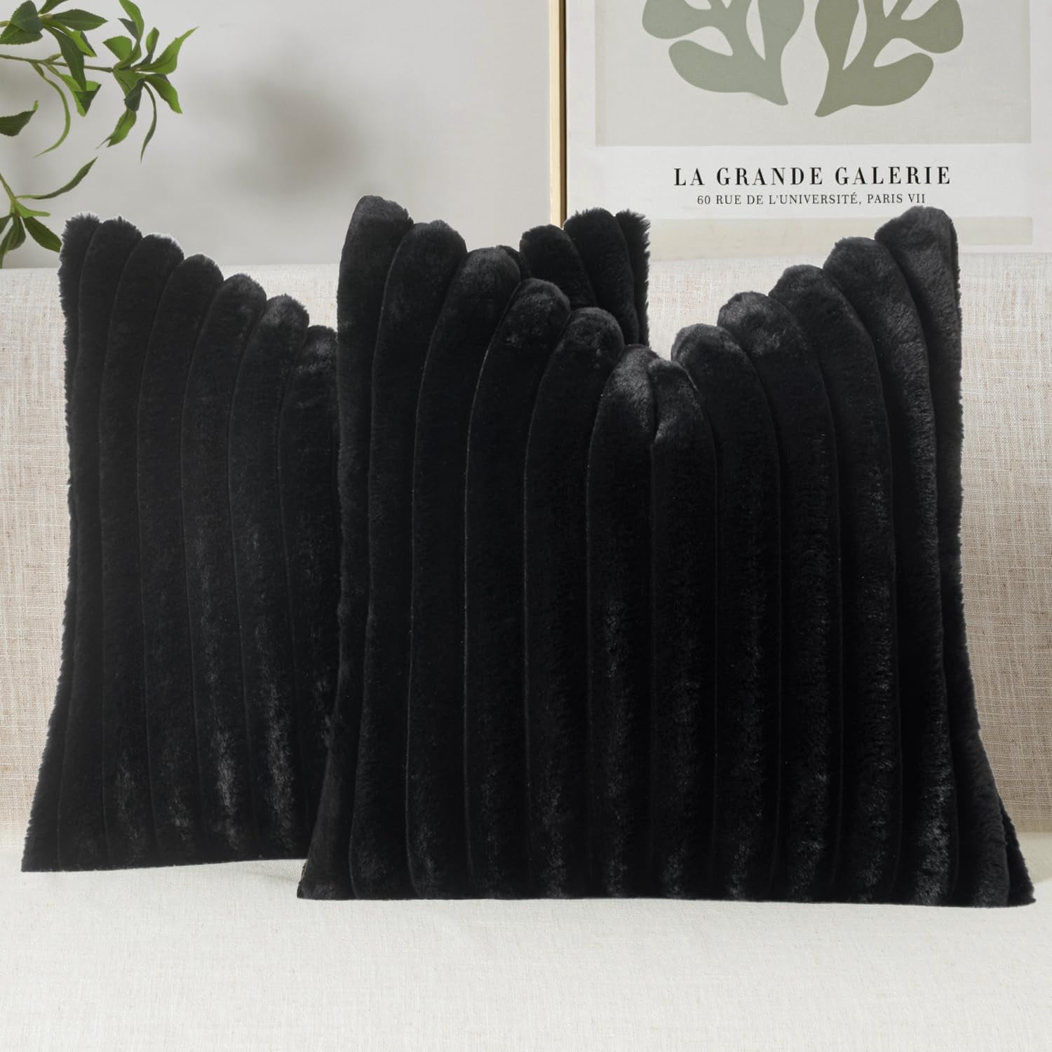 Lanola Faux Fur Decorative Throw Pillow Covers 18x18 Inch Set of 2, Modern Spring Home Decor Soft Plush Couch Pillows Cozy Fluffy Cushion Covers for Sofa Bed Sage Green