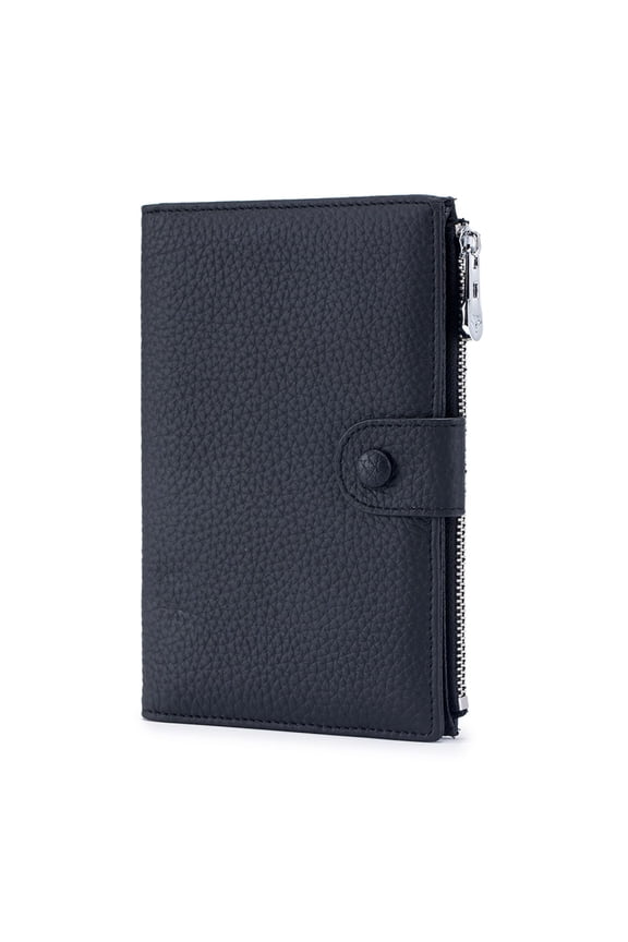 Genuine Leather RFID Blocking Passport Holder Wallet, Multi-Functional Travel Document Organizer with SIM Card Slots (Black)